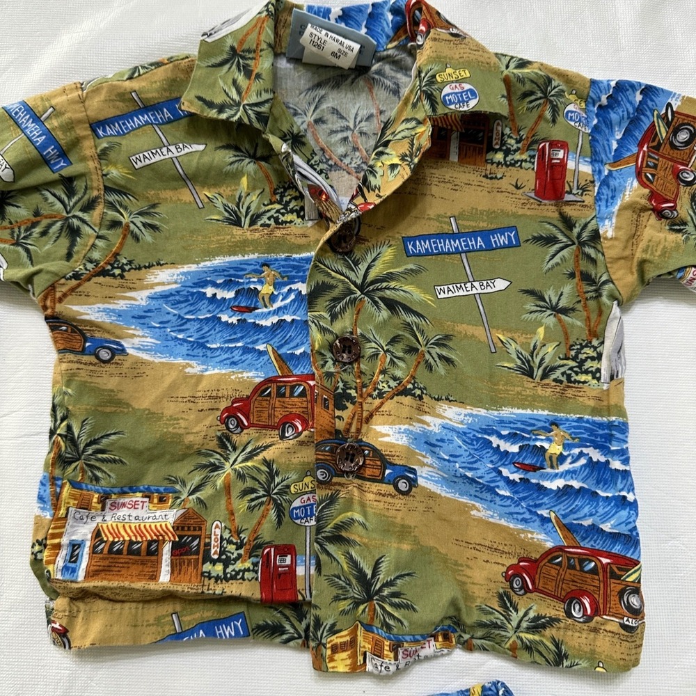RJC Hawaii Aloha Shirt and Shorts Set Size 6M Tropical Island Vacation Coastal - Picture 6 of 9